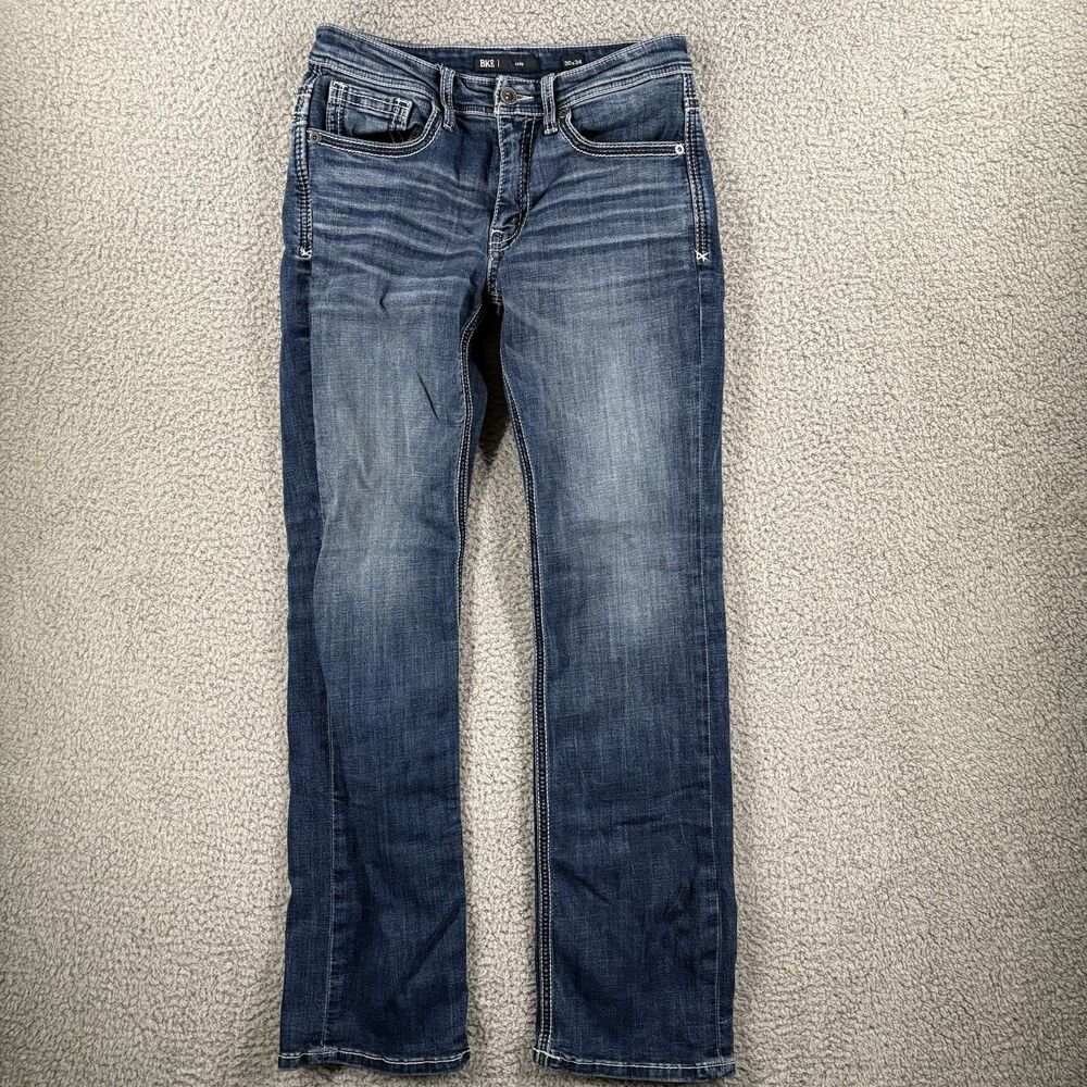 BKE Mens Jeans Size 30x34 Jake Straight Leg Medium Wash Stretch Buckle Denim